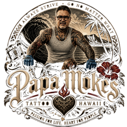 Papa Mokes logo — Kevin Mokuahi tattoo · Hawaii