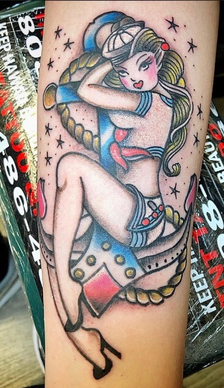 Sailor pin-up traditional tattoo by Kevin Mokuahi